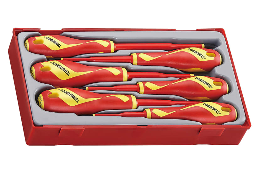 Teng MD 1000V VDE Screwdriver Set in TC-Tray, includes 6 insulated tools for safe electrical work up to 1,000 volts.