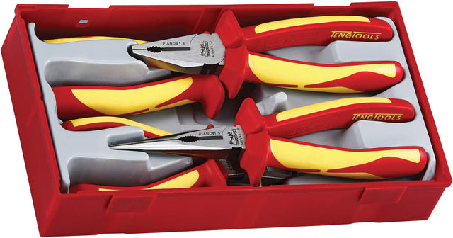 Teng MB 1000V VDE Plier Set in TC tray, featuring 4 insulated pliers for safe electrical work up to 1,000 volts.