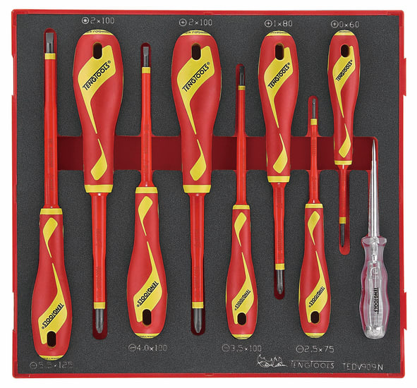 Teng MD 1000V VDE Screwdriver Set - TED-Tray-265 x 284 x 50mm-9 Piece-Set