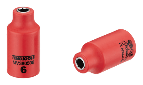 Teng 1000V VDE insulated socket, 6mm, safe for live work, dual-color insulation, durable chrome vanadium, 6-point grip.