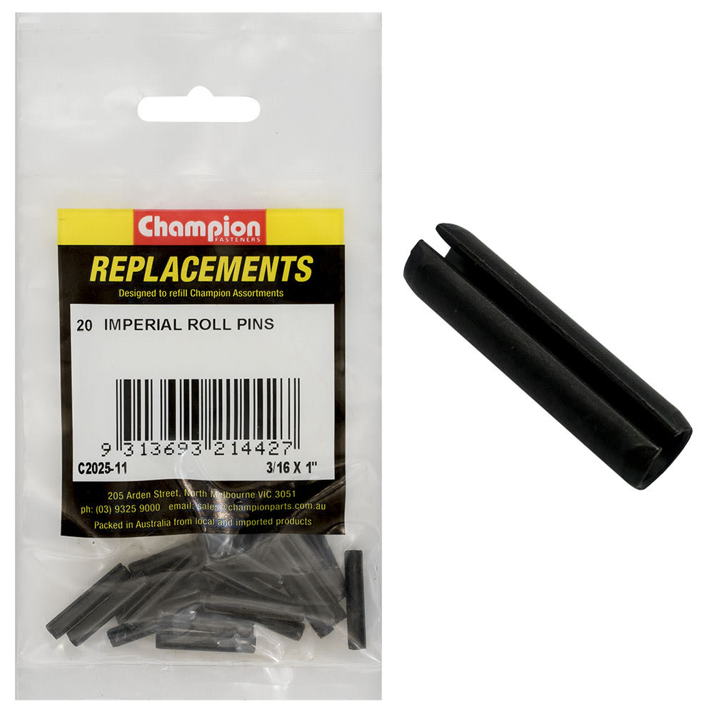 Champion Imperial Roll Pin 3/16" x 1" Pack of 20