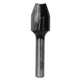 Carbitool 1/4" flush trim bit with carbide-tipped edge for precise flush cuts on laminate surfaces, featuring dual bevel options.