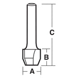 Carbitool Combination Flush Trim Bit-1/4" with carbide-tipped edge for precise flush cuts on laminate surfaces.