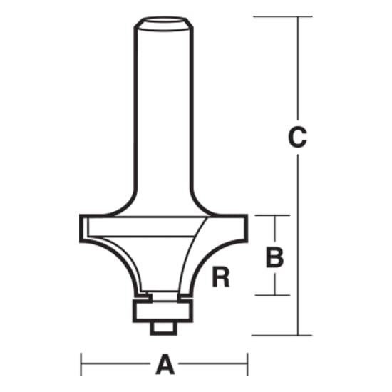 Carbitool Rounding Over Bit with 1/4" shank for smooth edges; 4.8mm radius; versatile for woodworking and beading.