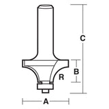 Carbitool Rounding Over Bit with 1/4" shank for smooth edges; 4.8mm radius; versatile for woodworking and beading.