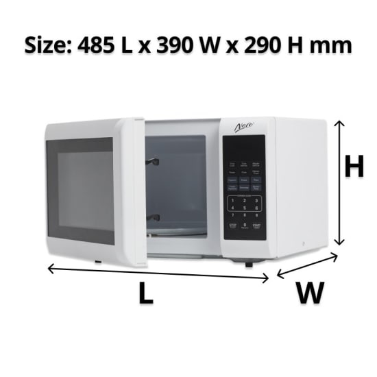 Nero White Microwave 23L, 800W with digital display and one-touch cooking, perfect for quick and efficient meal preparation.
