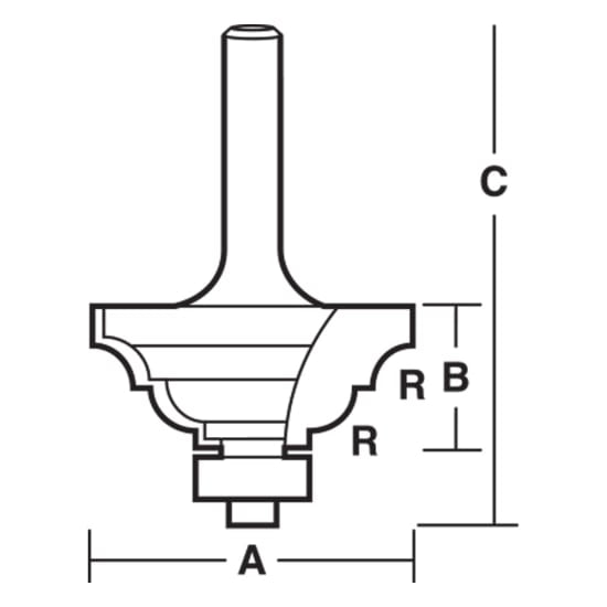 Carbitool Classical Bit-3.2mm: 2 flute carbide-tipped router bit with ball bearing guide for precise woodworking cuts.