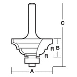 Carbitool Classical Bit-3.2mm: 2 flute carbide-tipped router bit with ball bearing guide for precise woodworking cuts.