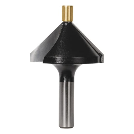 Carbitool 45 deg chamfering bit with carbide tip for clean edges, 2-flute design for efficient chip removal.