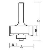 Carbitool Rebating Bit with 1/2" shank and carbide tip for precise woodworking rebates and grooves, includes ball bearing guide.