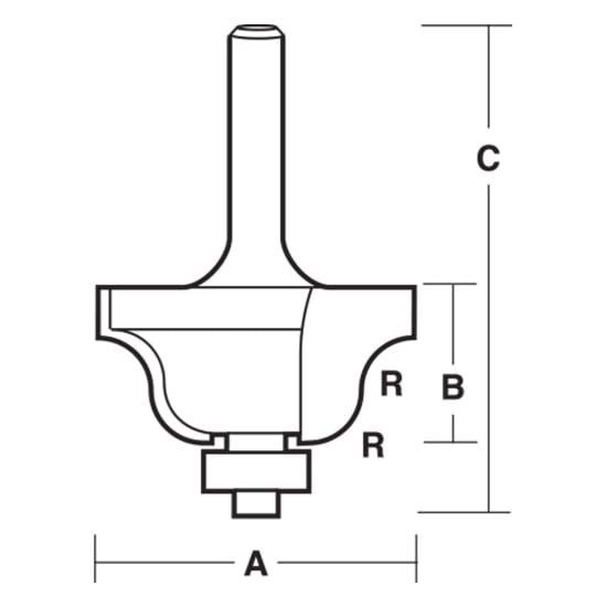 Carbitool Roman Ogee Bit with 1/4" shank, carbide-tipped for durable, precise decorative edge routing in woodworking projects.