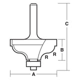 Carbitool Ogee Bit with 1/4" shank, 4.8mm radius, features a carbide tip and ball bearing guide for precision woodworking.