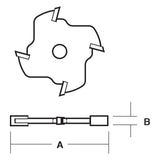 Carbitool 4 flute slotting cutter with carbide-tipped blades for precise, smooth cuts in woodworking and metalworking.