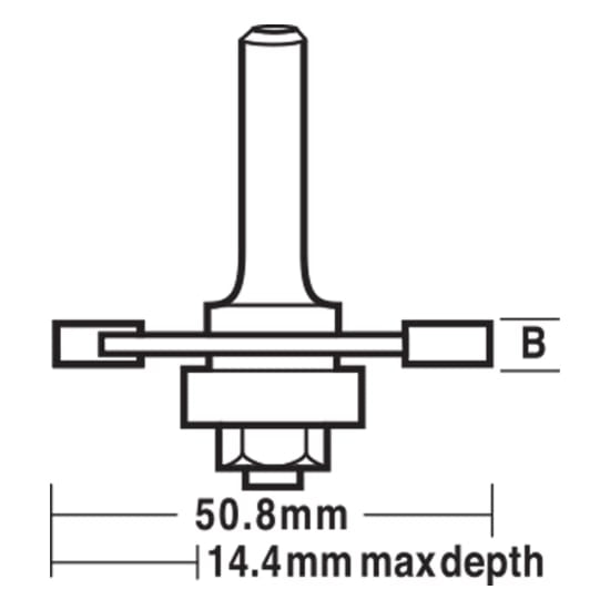 Carbitool 4mm slotting cutter with 2 flute assembly and ball bearing guide for precise woodworking and routing tasks.