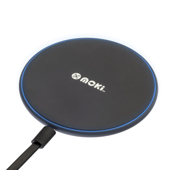 Moki ChargePad Qi Wireless: sleek 5W charger for hassle-free smartphone charging at home or office.