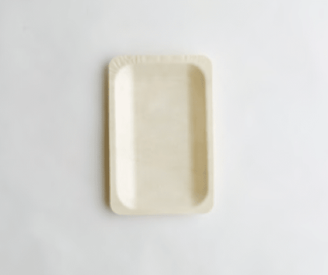 Eco-friendly rectangle plates, 20 x 12.5 x 2cm, made from renewable woods, ideal for catering and events, box of 500.