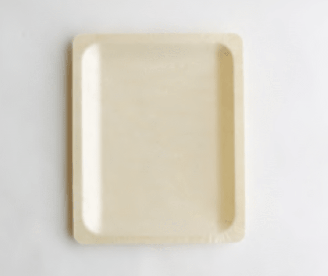 Large rectangle disposable plate made from renewable woods, eco-friendly, compostable, and perfect for events. Box of 100.