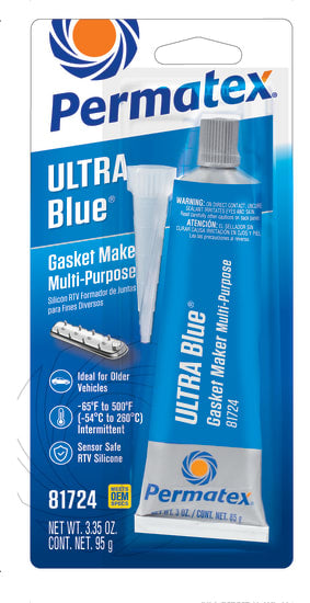 Permatex Ultra Blue RTV Silicone Gasket Maker, a 95g tube designed for durable, multi-purpose sealing in automotive and industrial applications.