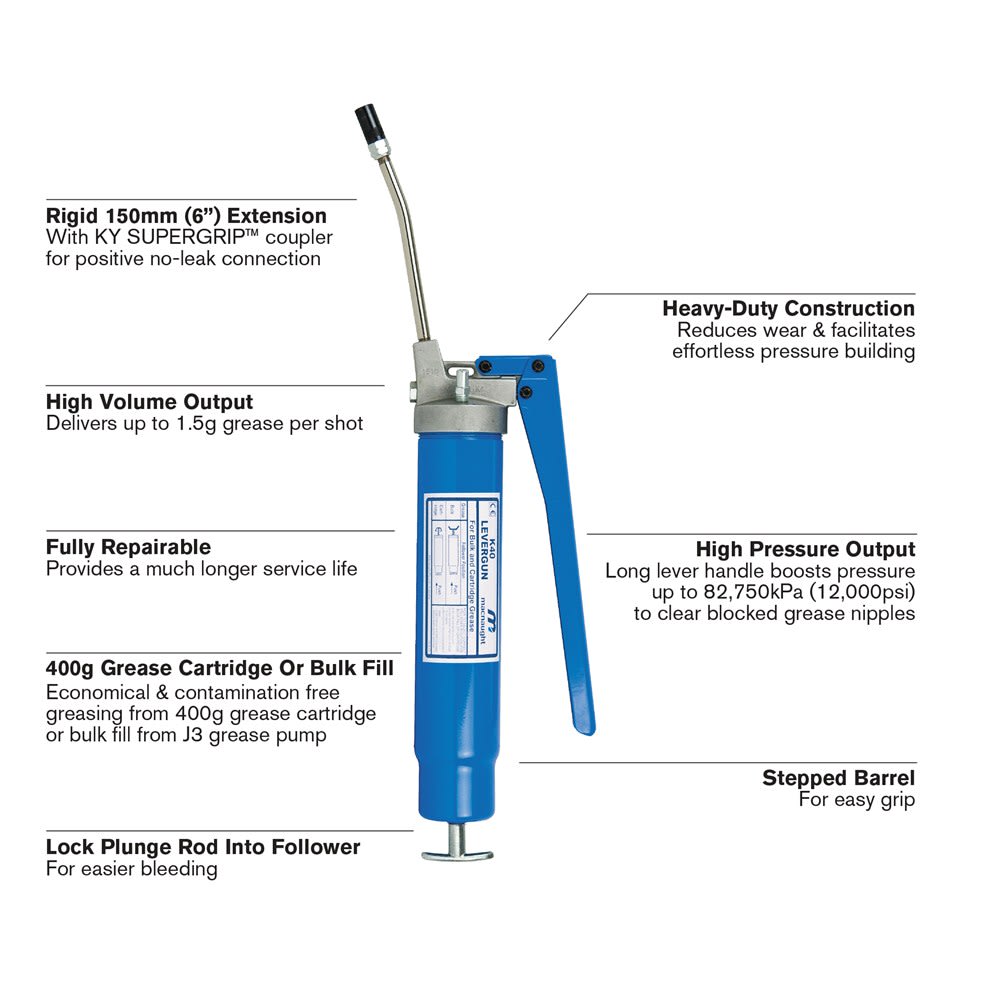 Macnaught K40 Lever Action Grease Gun 400gm
