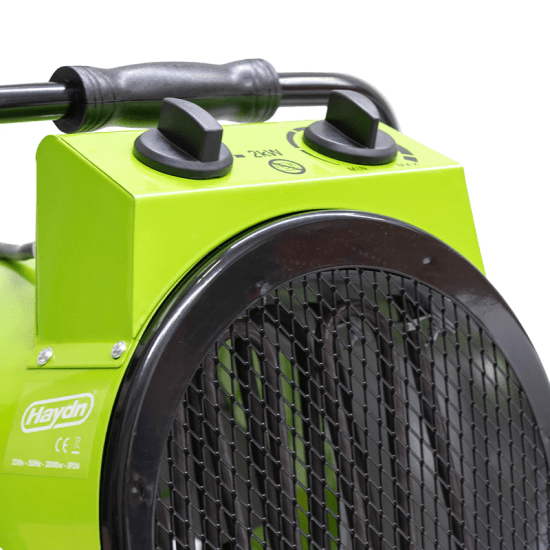 Haydn Industrial Heater 2000W: a portable electric heater with adjustable settings, fan motor, and safety features for efficient indoor heating.