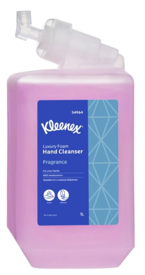 Kleenex 1000ml Luxury Foam Hand Cleanser Cartridge for high-capacity hygiene, moisturizing, and refreshing hand washing experience.