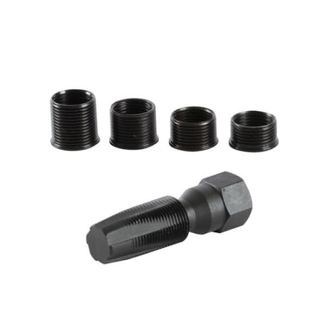 Toledo Spark Plug Thread Insert Kit for 14mm holes, includes tap and multiple insert lengths for durable engine repairs.