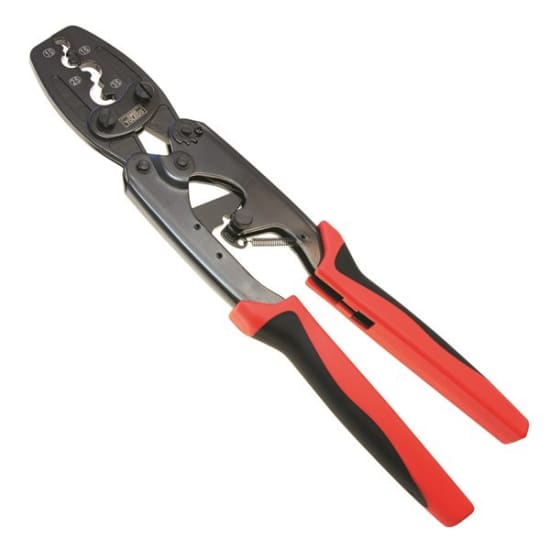 Toledo Ratcheting Crimping Pliers-325mm with ergonomic handles, designed for precise crimping in automotive and electrical tasks.