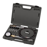 Toledo Oil Pressure Tester Kit featuring multiple adaptors and a 1300mm gauge assembly for precise automotive diagnostics.