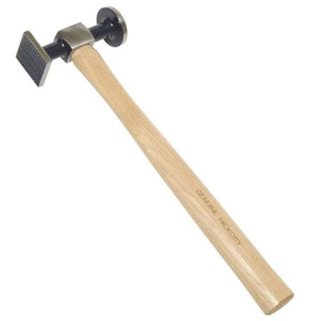 Heavy-duty Toledo panel beating hammer with 40mm round face, hickory handle, and durable forged steel head for precise auto body repair.