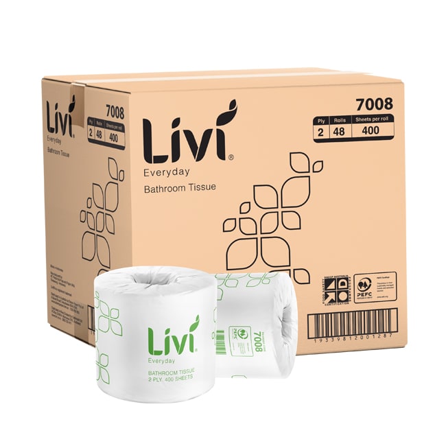 2 Ply Toilet Paper Conventional Roll 400 Sheets (Carton of 48) - Livi Everyday