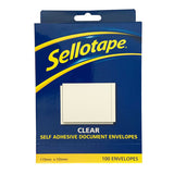 Clear label envelopes (115 x 155mm) in a 100-pack, tear-proof and water-resistant, ideal for effective labeling and organization.