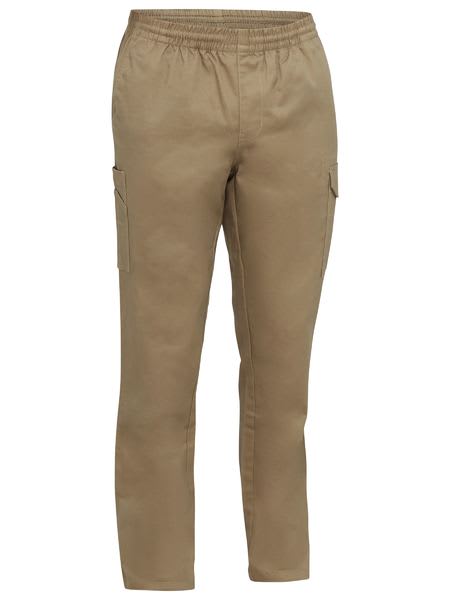 Bisley, Stretch Cotton Elastic Waist Cargo Pant Regular Fit - Khaki (Size: 87)