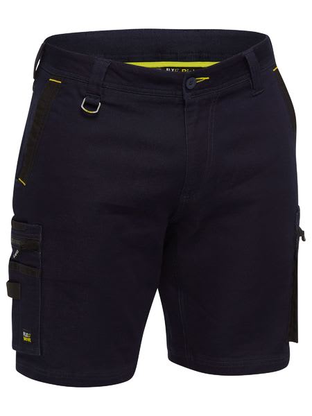 Bisley, Flx and Move Stretch Denim Zip Cargo Short - Denim (Size: 107)