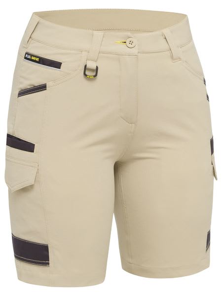 Bisley, Women's 4-Way Stretch Zip Cargo Short - Stone (Size: 22)