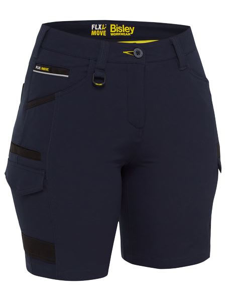 Bisley, Women's 4-Way Stretch Zip Cargo Short - Navy (Size: 20)