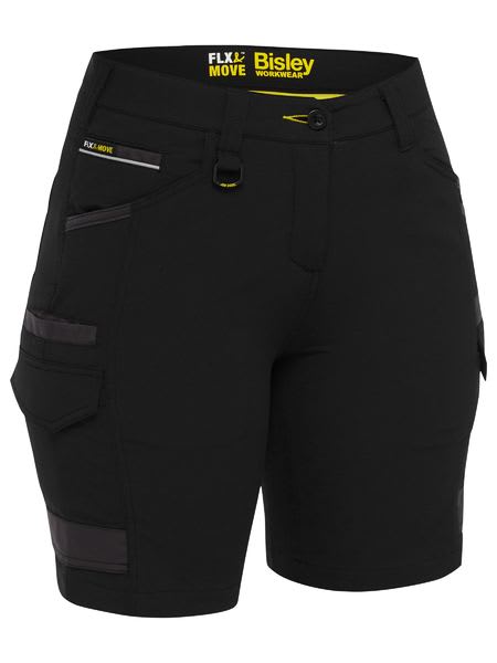 Bisley, Women's 4-Way Stretch Zip Cargo Short - Black (Size: 18)