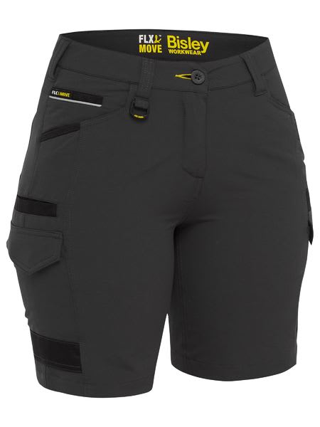 Bisley, Women's 4-Way Stretch Zip Cargo Short - Charcoal (Size: 20)