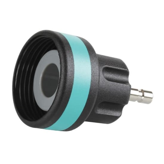 Turquoise Toledo Cooling System Tester Adapter-No.18, designed for accurate leak testing and engine diagnostics in vehicles.