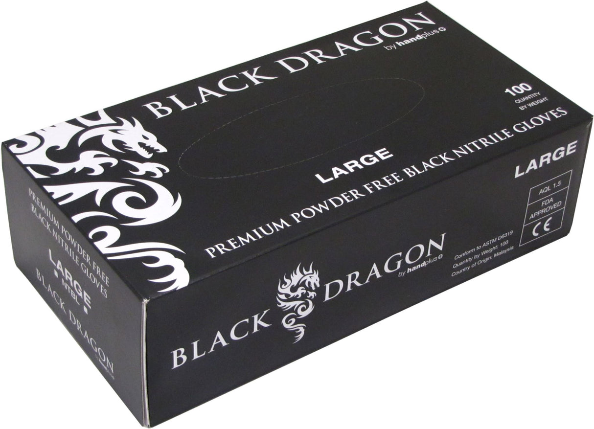 Black Dragon Nitrile Gloves Powder Free Black  (Pack of 100) -  - 2XL