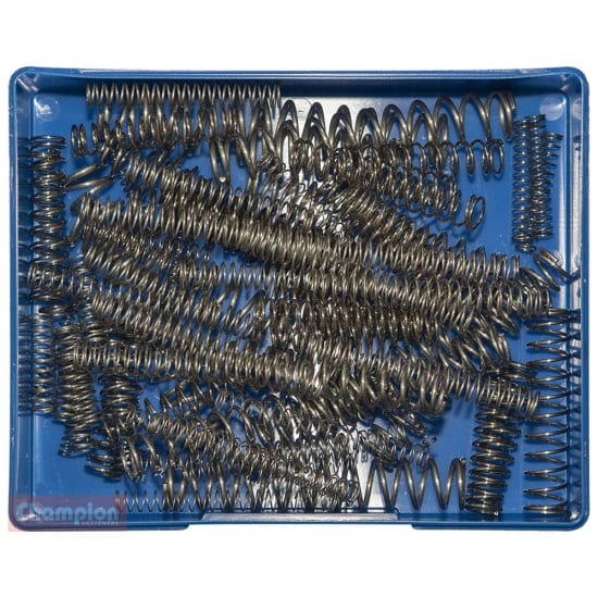 Champion SS316 Compression Spring Assortment Kit featuring 72 high-quality stainless steel springs in sizes 5mm to 20mm.