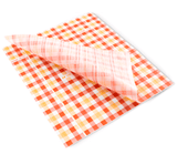 Eco-friendly Detpak waxed burger wrap in Gingham design, 380 x 330mm, perfect for juicy burgers and heavy grease foods.