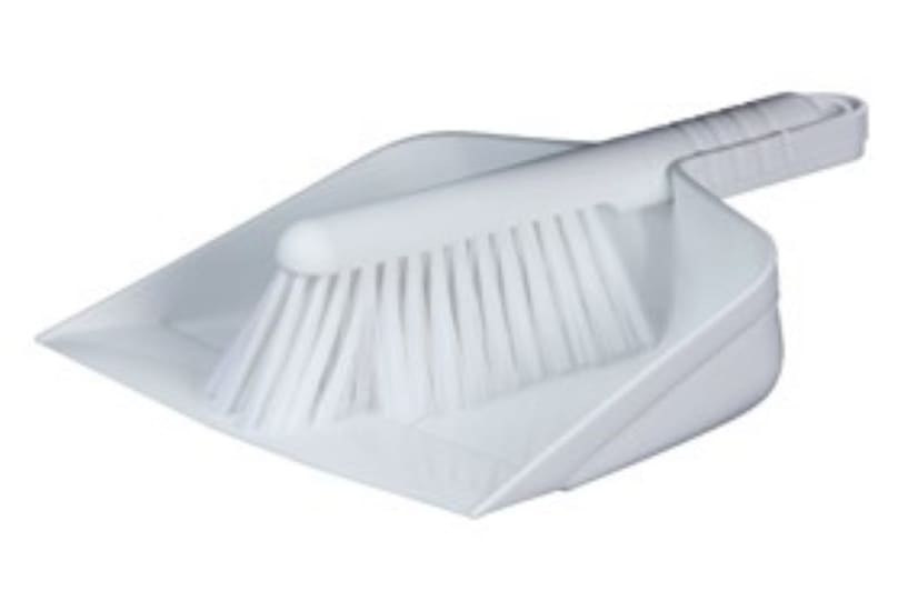 Browns Brush & Dustpan Set in white with durable materials, designed for efficient cleaning in homes and workplaces.