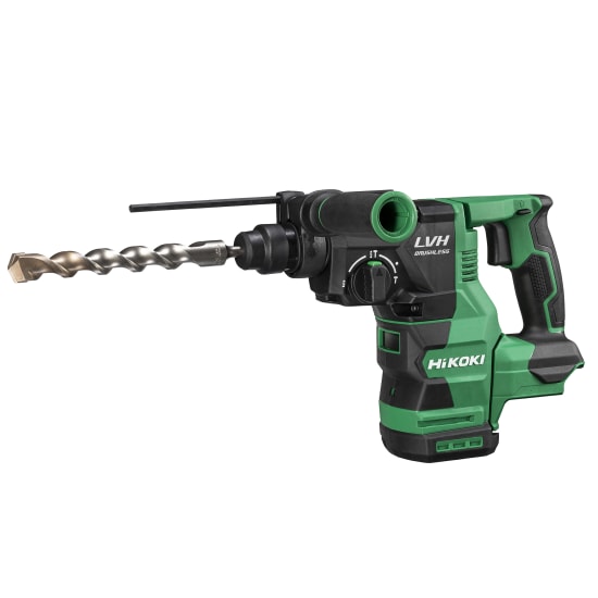 HiKOKI 18V Brushless SDS Plus Rotary Hammer with 3-mode action, brushless motor, and ergonomic design for effective drilling and chiselling.