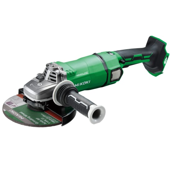 HiKOKI 36V cordless angle grinder features safety tech, a brushless motor, and variable speed for precise metal cutting and grinding.