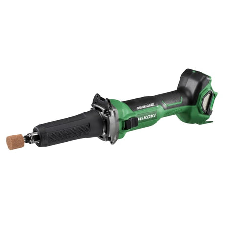 HiKOKI 18V Brushless Die Grinder with 6mm collet, featuring AUTO mode, electronic brake, and lightweight design for precision grinding.