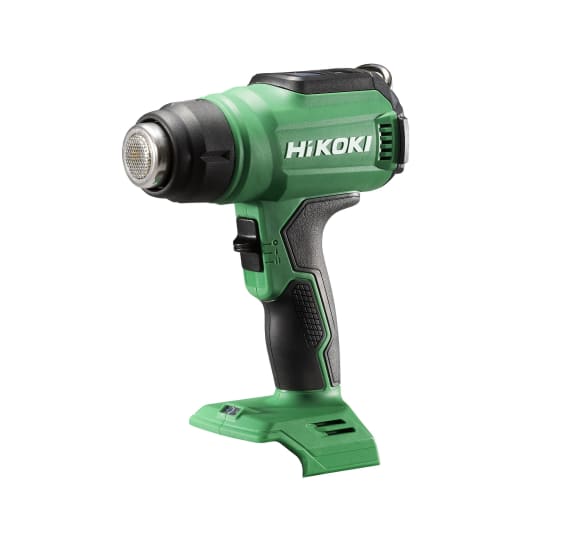 Lightweight 18V cordless heat gun with LCD, variable temp (30-550°C), 3 nozzles, and efficient battery indicator for various tasks.