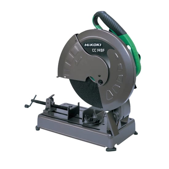 HiKOKI 2000W metal cut off saw with 355mm blade, featuring quick release vice and spark diversion for safe precision cutting.