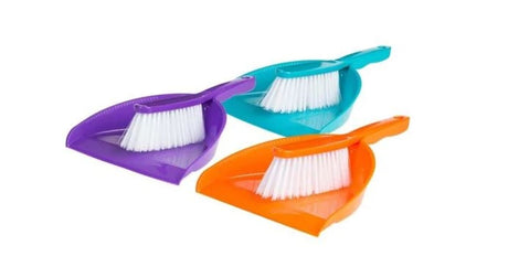 Browns Dustpan and Brush Set in assorted colors, 200mm each, perfect for efficient cleaning in vibrant styles.