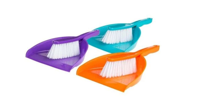 Browns Dustpan and Brush Set in assorted colors, 200mm each, perfect for efficient cleaning in vibrant styles.