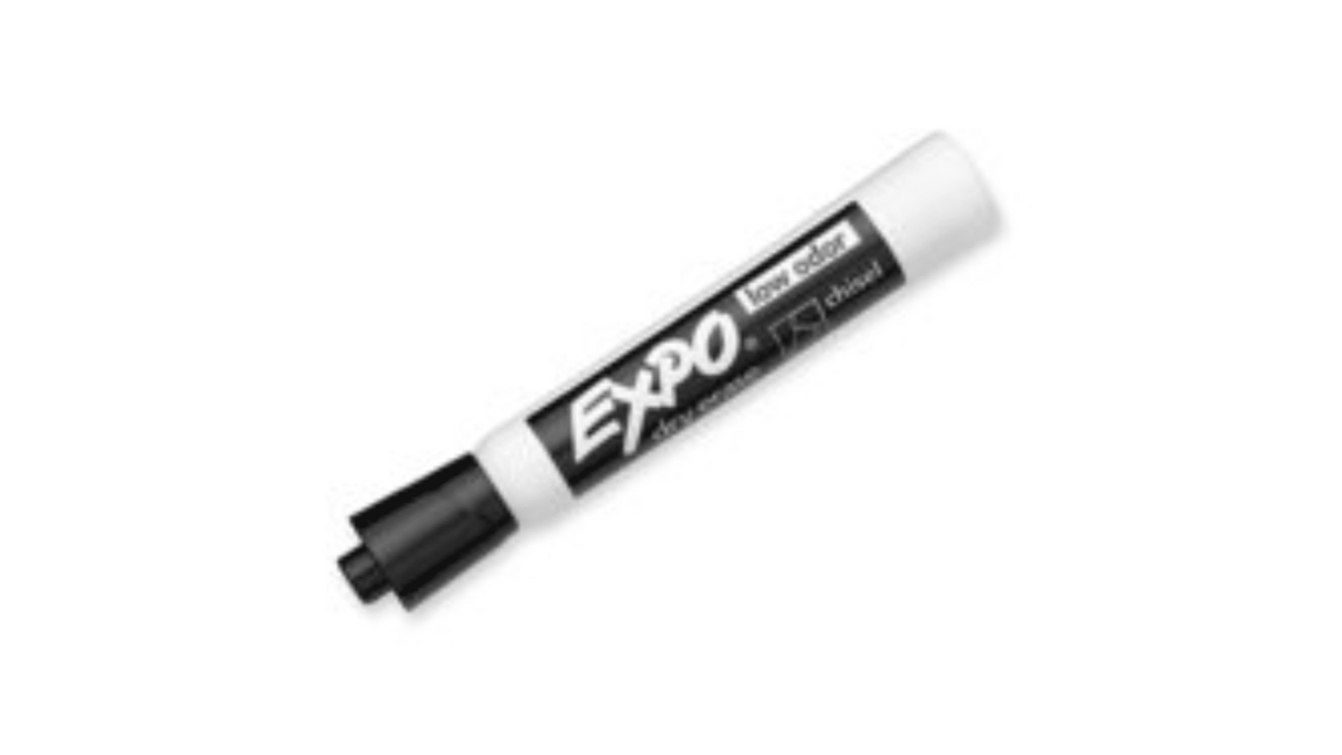 EXPO Low Odour Dry Erase Markers, Chisel Tip Black (Box of 12)